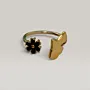 Open Ring with Black Flower and Butterfly in 925 Sterling Silver thumbnail