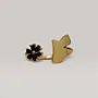 Open Ring with Black Flower and Butterfly in 925 Sterling Silver thumbnail
