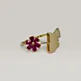 Open Ring with Pink Flower and Butterfly in 925 Sterling Silver thumbnail