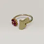 Open Ring with Pink Flower and Butterfly in 925 Sterling Silver thumbnail