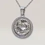 Rashadi Lira Coin Necklace Bezel Set 925 Sterling Silver Handmade