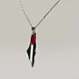 Palestine Map Pendant Necklace with Flag Accent in 925 Sterling Silver thumbnail