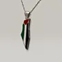 Palestine Map Pendant Necklace with Flag Accent in 925 Sterling Silver thumbnail