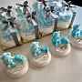 Handmade Personalized Baby Shower Soap Favors with Custom Colors & Scents - Blue Bear Clear Box