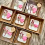 Handmade Personalized Baby Shower Soap Favors with Custom Colors & Scents - Pink Flower Kraft Box