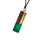 Green Epoxy Olive Wood Artisan Handmade Resin Pendant Necklace