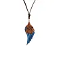 Angel Wing Olive Wood Blue Epoxy Handmade Pendant Necklace