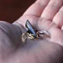 Whale Tail Ebony Wood Gold Leaf Handmade Pendant Necklace