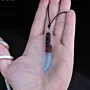 Knife Pendant Organic Wood Blue Epoxy Handmade Necklace