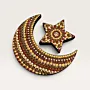 Hand-Painted Crescent and Star Ramadan Decor in Burgundy and Gold – Two Sizes