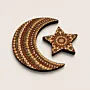 Hand-Painted Crescent and Star Ramadan Decor in Burgundy and Gold – Two Sizes
