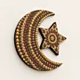 Hand-Painted Crescent and Star Ramadan Decor in Burgundy and Gold – Two Sizes