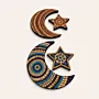 Hand-Painted Crescent and Star Ramadan Decor in Burgundy and Gold – Two Sizes