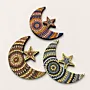 Hand-Painted Crescent and Star Ramadan Decor in Gray and Yellow – Two Sizes