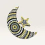 Hand-Painted Crescent and Star Ramadan Decor in Gray and Yellow – Two Sizes