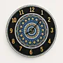 Black Mandala Wall Clock with Blue and Gold Center – Multiple Sizes
