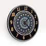 Black Mandala Wall Clock with Blue and Gold Center – Multiple Sizes
