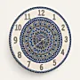 Hand-Painted White Mandala Wall Clock with Blue Dot Pattern – Multiple Sizes