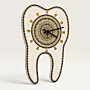 Tooth-Shaped Mandala Wall Clock in White and Blue – Multiple Sizes