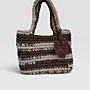 Handmade Large Brown Beige Crochet Tote Bag in Eco T-Shirt Yarn