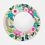 Pink Blue Hand-Painted Decorative Mirror on Wooden Base