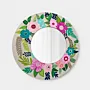 Pink Blue Hand-Painted Decorative Mirror on Wooden Base