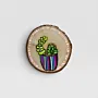 Hand-Painted Plant Wooden Piece for Wall Decor or Coaster