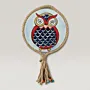 Red Colorful Owl Hand-Painted Round Wooden Wall Art Decor
