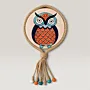 Navy Colorful Owl Hand-Painted Round Wooden Wall Art Decor