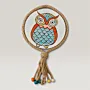 Orange Colorful Owl Hand-Painted Round Wooden Wall Art Decor