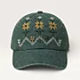 Ward al-Balad Green Hand-Embroidered Cap by Boqaa Heritage Design