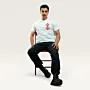 Bir Saba'a Azhar Flower Hand-Embroidered T-Shirt with Size Options