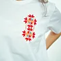 Bir Saba'a Azhar Flower Hand-Embroidered T-Shirt with Size Options
