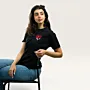 Qalb Heart Hand-Embroidered T-Shirt with Size Options Heritage Design