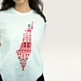 Falastin White Hand-Embroidered T-Shirt with Size Options