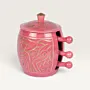 Ceramic Snack Bowl with Handle and Lid for Table and Home Decor