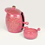 Ceramic Snack Bowl with Handle and Lid for Table and Home Decor