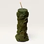 Handmade Floral Carved Column Candle in Green – 100 g