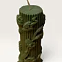Handmade Floral Carved Column Candle in Green – 100 g