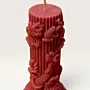 Handmade Floral Carved Column Candle in Pink – 100 g