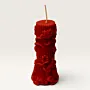 Handmade Floral Carved Column Candle in Red – 100 g