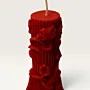 Handmade Floral Carved Column Candle in Red – 100 g