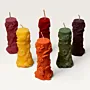 Handmade Floral Carved Column Candle in Red – 100 g