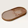 Handmade Rounded Stone Candle Plate in Taupe for Home Styling