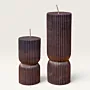 Handmade Ribbed Hourglass Candle in Mauve Available in Two Sizes
