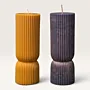Handmade Ribbed Hourglass Candle in Mauve Available in Two Sizes