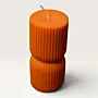 Handmade Ribbed Hourglass Candle in Orange Available in Two Sizes