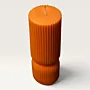 Handmade Ribbed Hourglass Candle in Orange Available in Two Sizes