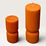 Handmade Ribbed Hourglass Candle in Orange Available in Two Sizes