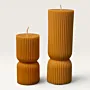 Handmade Ribbed Hourglass Candle in Yellow Available in Two Sizes